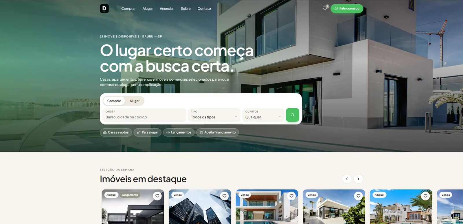 Tela do sistema DHC Imob